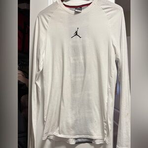 Nike Jordan White Long Sleeve Performance Top with Jumpman Logo